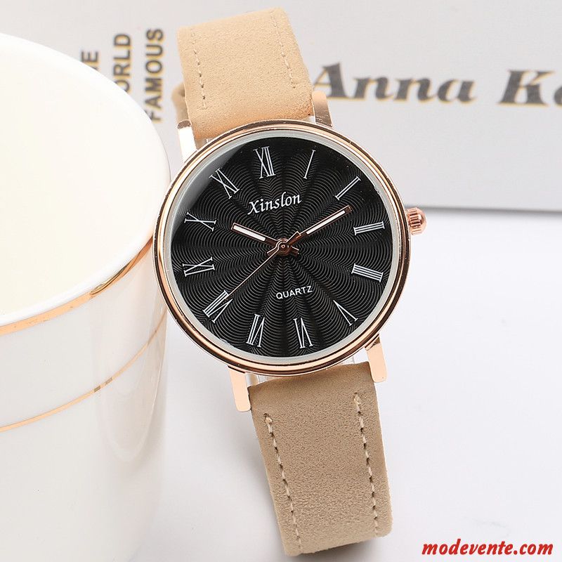 Montre Femme Montre À Bracelet Rétro Atmosphère Tendance Frais Fleurs De Cerisier Noir Rose