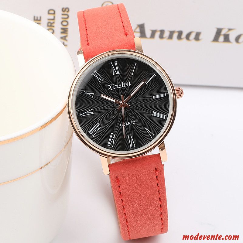 Montre Femme Montre À Bracelet Rétro Atmosphère Tendance Frais Fleurs De Cerisier Noir Rose