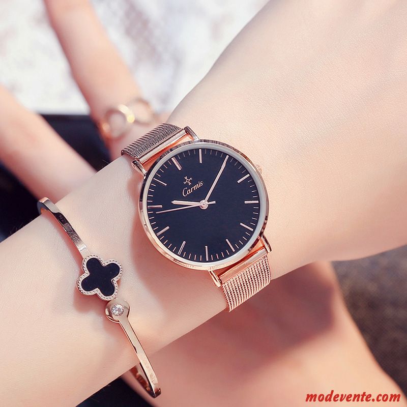 Montre Femme Personnalité Étanche Tendance Montre À Bracelet Loisir Simple Or