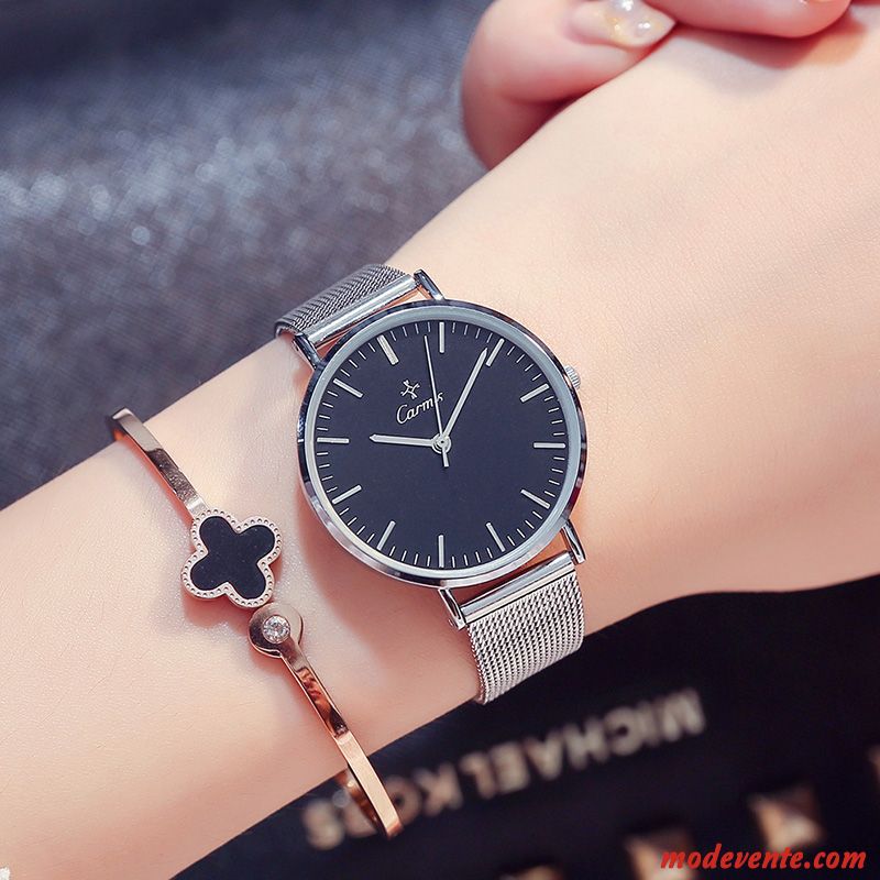 Montre Femme Personnalité Étanche Tendance Montre À Bracelet Loisir Simple Or