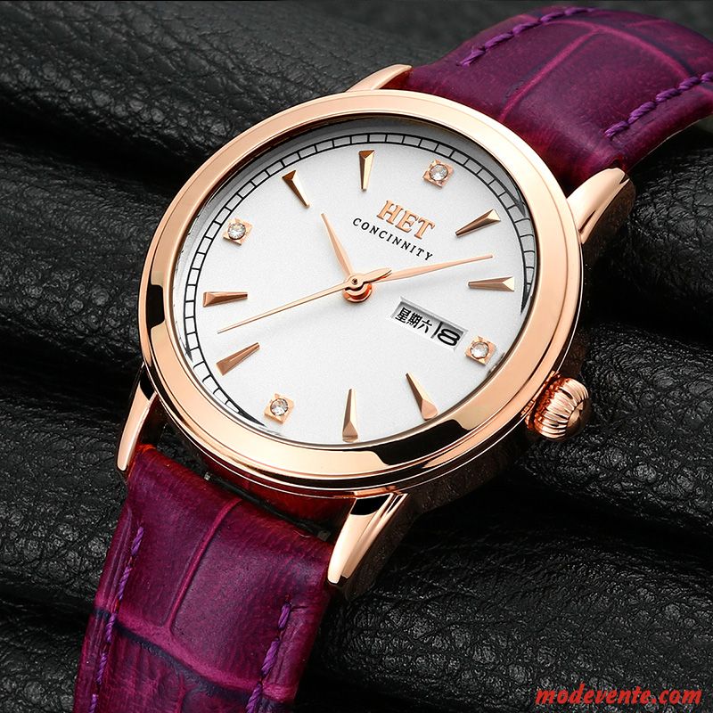 Montre Femme Réseau Le Nouveau Tendance Montre À Bracelet Étanche Mode Rouge Rose