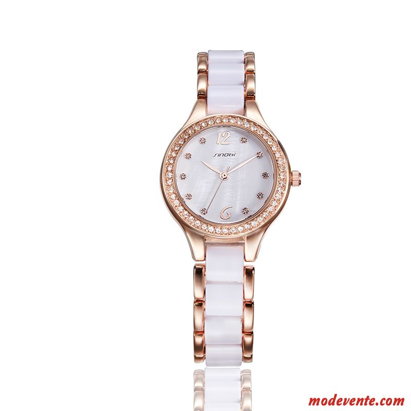 Montre Femme Réseau Le Nouveau Tendance Montre À Bracelet Étanche Mode Rouge Rose