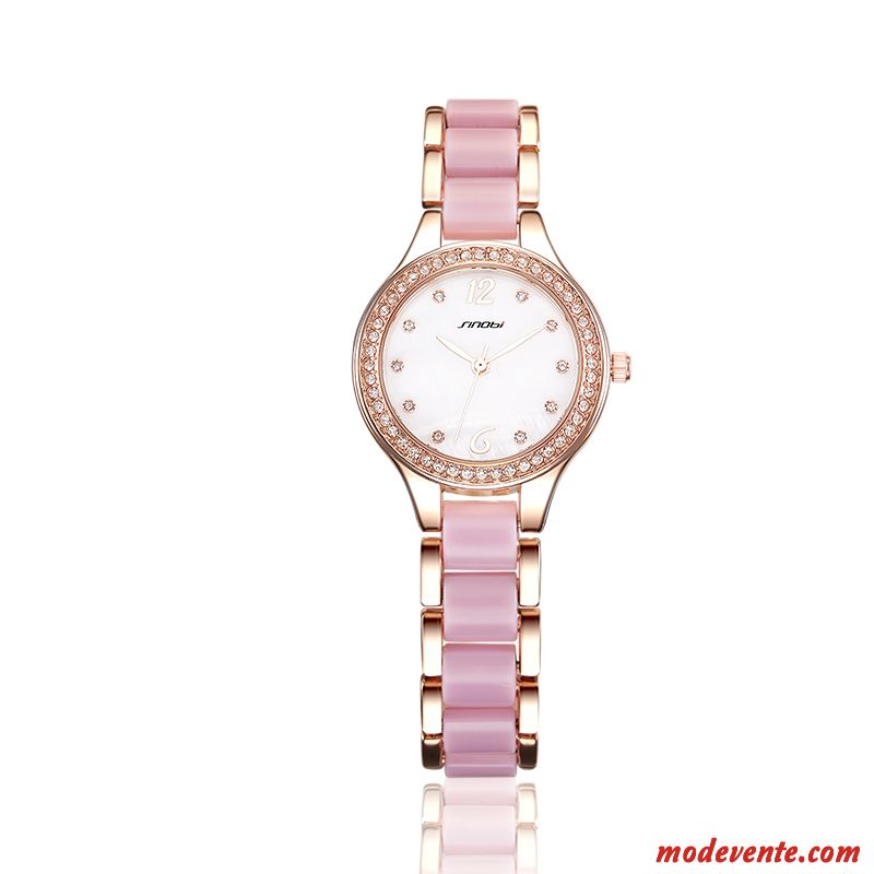 Montre Femme Réseau Le Nouveau Tendance Montre À Bracelet Étanche Mode Rouge Rose