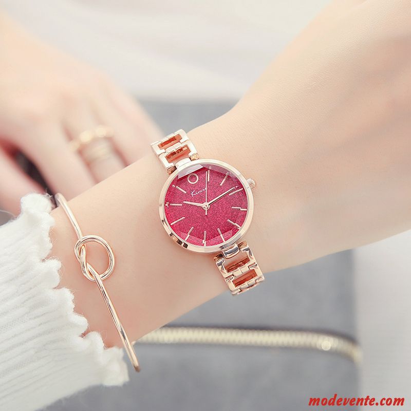 Montre Femme Simple Montre À Bracelet Étanche Mode Tendance Étudiant Noir Or