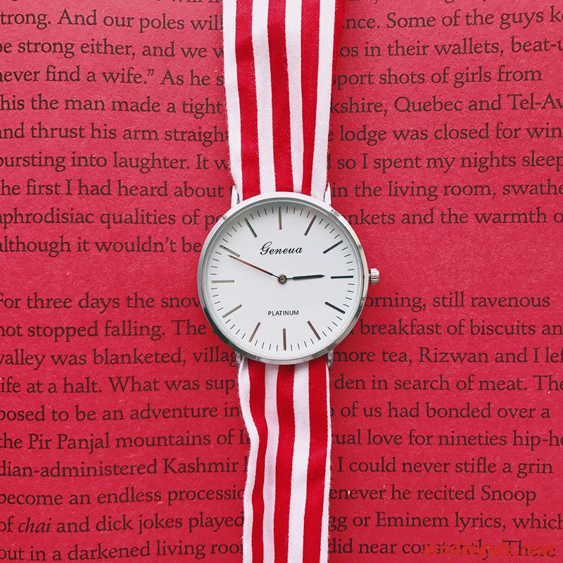 Montre Femme Simple Montre À Quartz Populaire Mode Tendance Rayé Noir Rouge Or