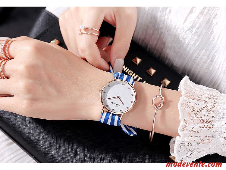 Montre Femme Simple Tissu Montre À Bracelet Mode Étanche Le Nouveau Or