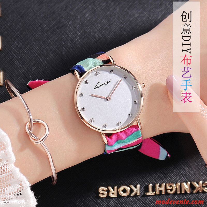 Montre Femme Simple Tissu Montre À Bracelet Mode Étanche Le Nouveau Or