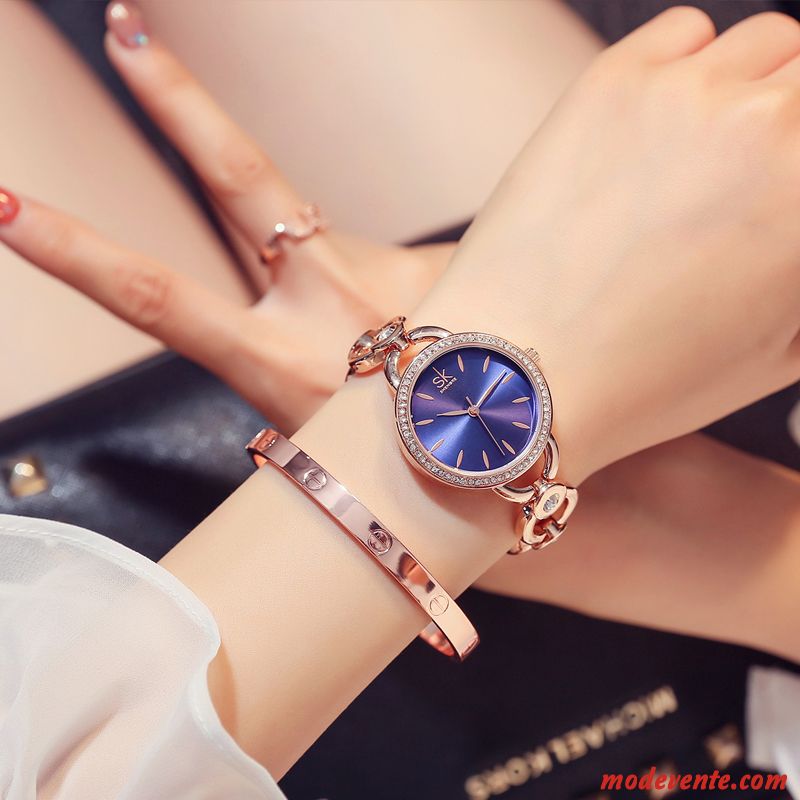 Montre Femme Simple Étanche Tendance Frais Loisir Bracelet Bleu