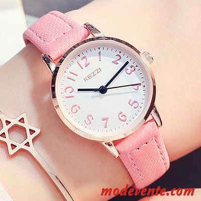 Montre Femme Tendance All-match Montre À Bracelet Frais Étanche Simple Violet Rose