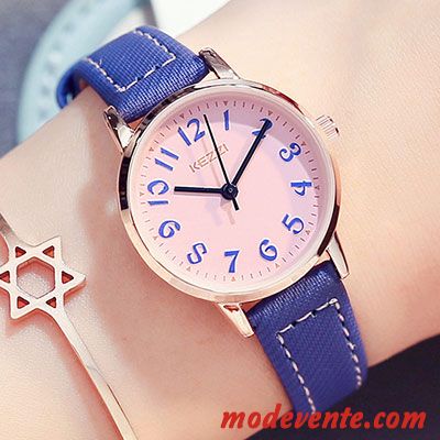 Montre Femme Tendance All-match Montre À Bracelet Frais Étanche Simple Violet Rose