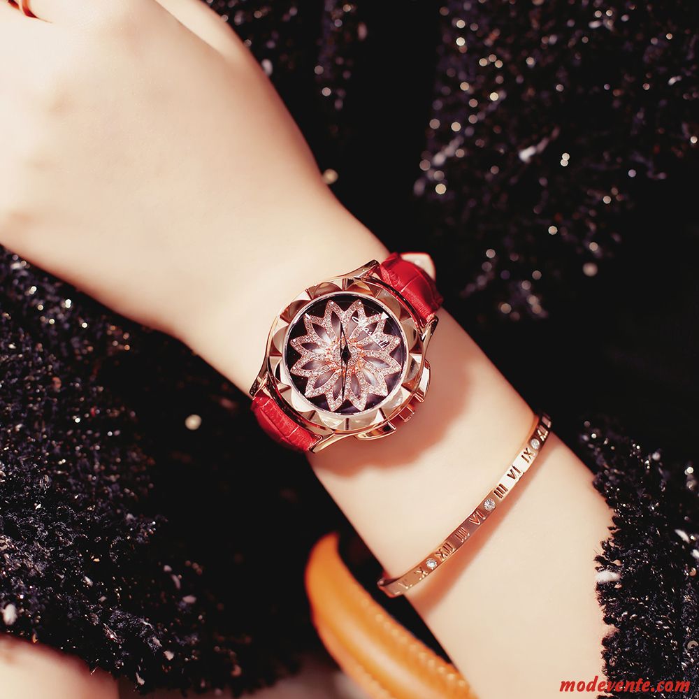 Montre Femme Tendance Réseau Étudiant Ciel Étoilé Étanche Authentique Rouge Violet