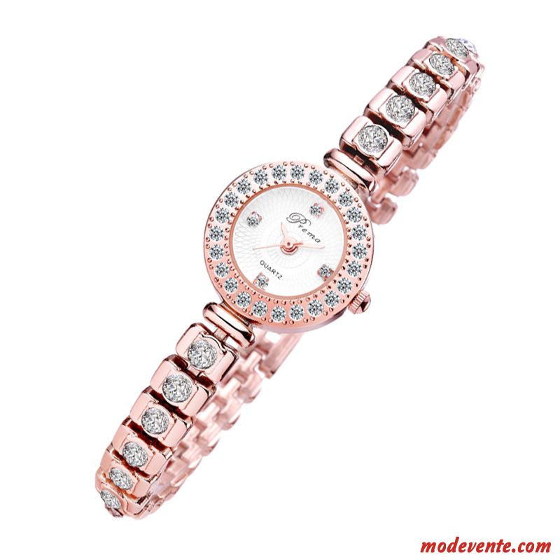 Montre Femme Étanche Diamant Mode Tendance Simple Montre À Bracelet Or