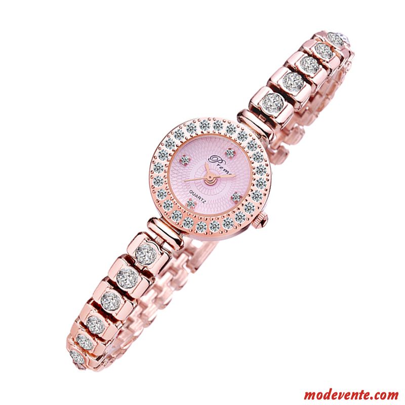 Montre Femme Étanche Diamant Mode Tendance Simple Montre À Bracelet Or