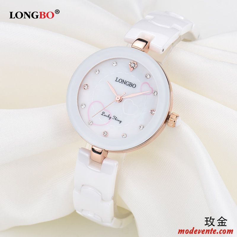 Montre Femme Étanche Mode Montre À Bracelet Simple Tendance Céramique Blanc