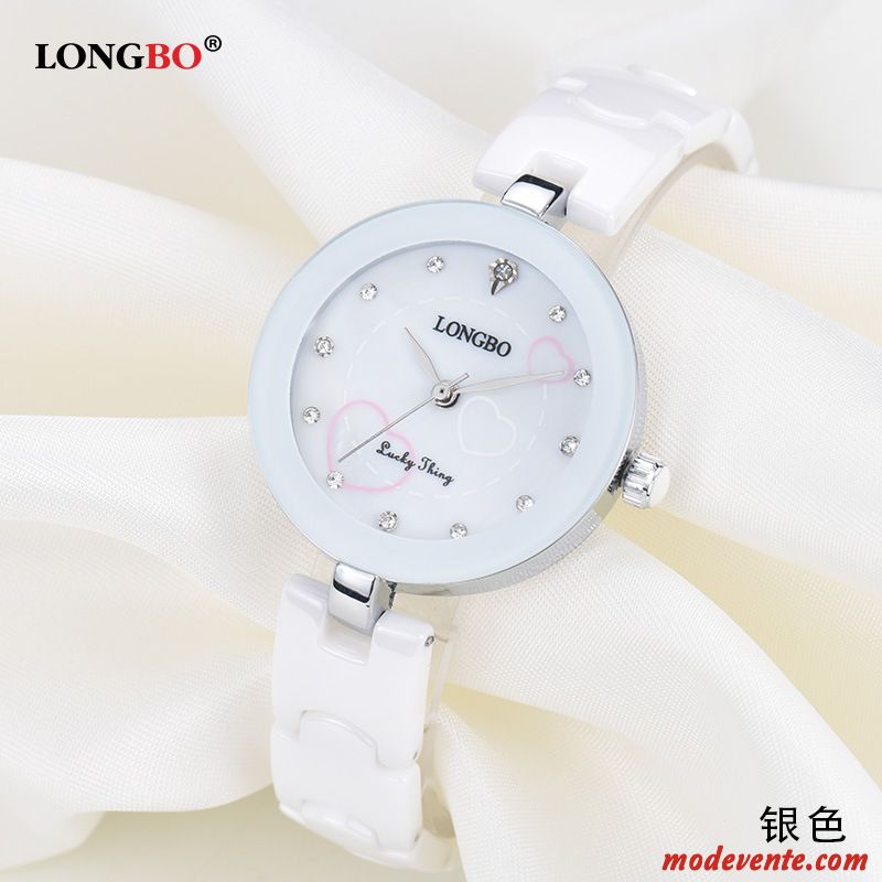 Montre Femme Étanche Mode Montre À Bracelet Simple Tendance Céramique Blanc