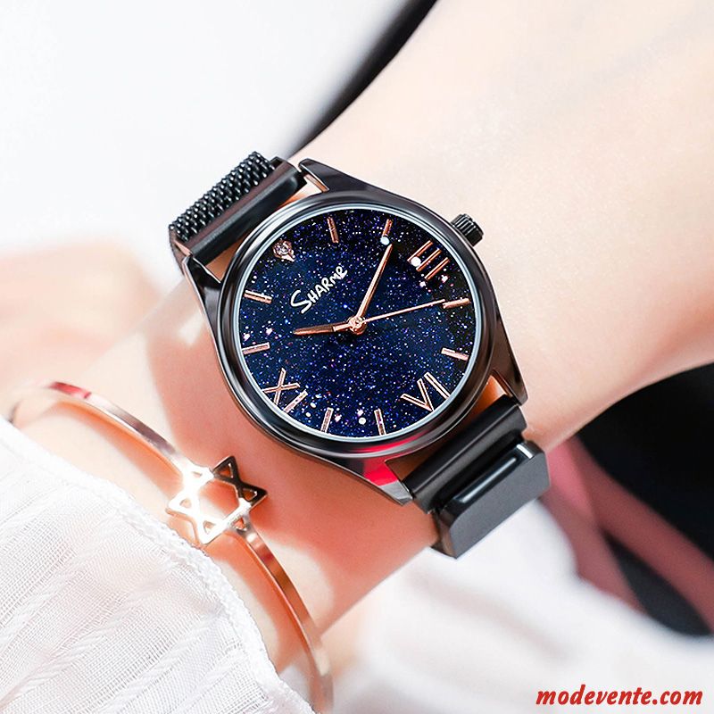 Montre Femme Étudiant Ciel Étoilé Montre À Bracelet Étanche Mode Réseau Rouge Violet