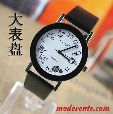 Montre Femme Étudiant Montre À Bracelet Homme Enfant Dessin Animé Frais Noir