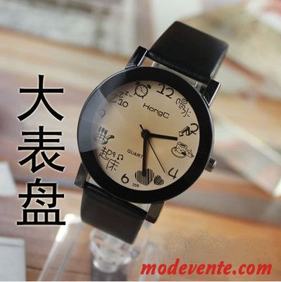 Montre Femme Étudiant Montre À Bracelet Homme Enfant Dessin Animé Frais Noir