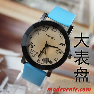 Montre Femme Étudiant Montre À Bracelet Homme Enfant Dessin Animé Frais Noir