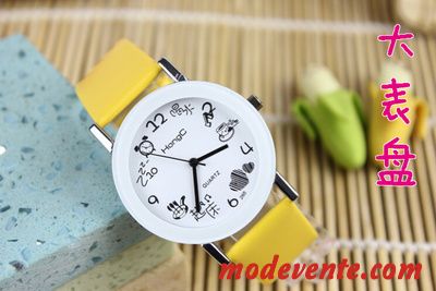 Montre Femme Étudiant Montre À Bracelet Homme Enfant Dessin Animé Frais Noir