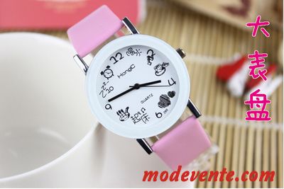 Montre Femme Étudiant Montre À Bracelet Homme Enfant Dessin Animé Frais Noir