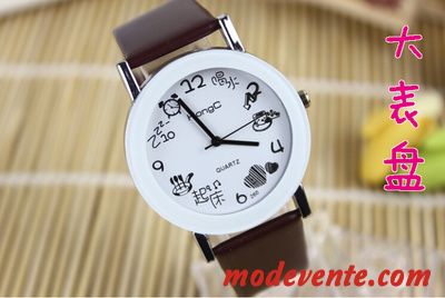 Montre Femme Étudiant Montre À Bracelet Homme Enfant Dessin Animé Frais Noir