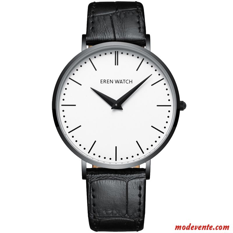 Montre Homme Acier Inoxydable Atmosphère Tendance Montre À Quartz Très Mince Loisir Noir