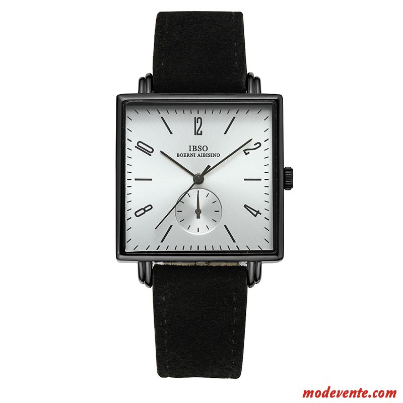 Montre Homme Amoureux Milieu Tendance Carré Montre À Bracelet Gros Noir