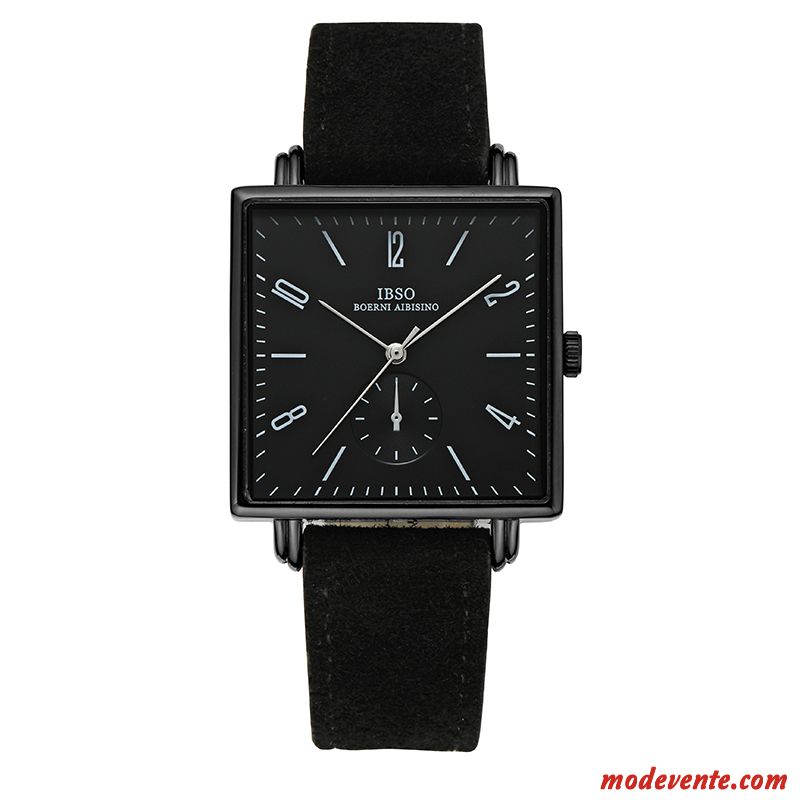 Montre Homme Amoureux Milieu Tendance Carré Montre À Bracelet Gros Noir