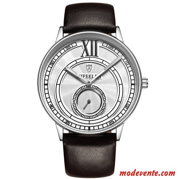 Montre Homme Authentique Automatique Loisir Entreprise Montre À Bracelet Lumineux Noir Argent