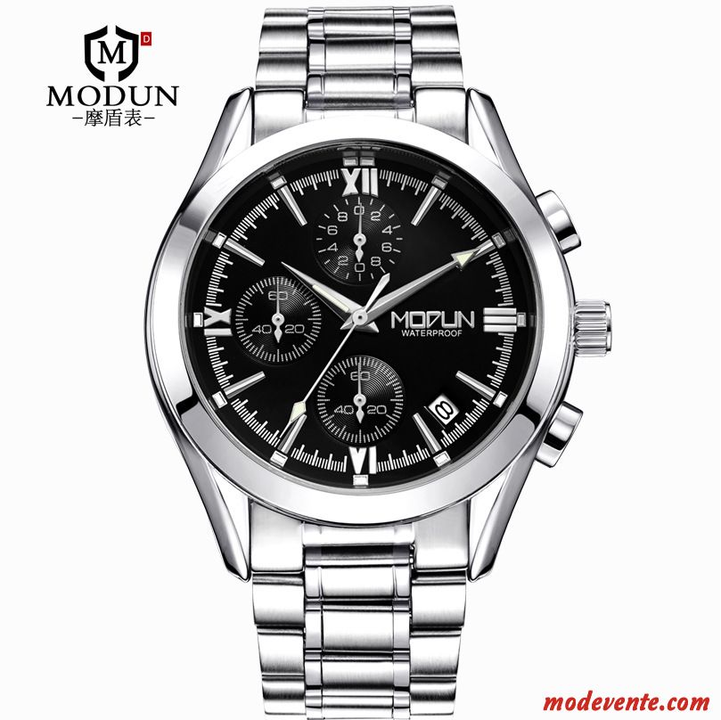 Montre Homme Automatique Montre À Bracelet Gros Calendrier Lumineux Étanche Noir Or