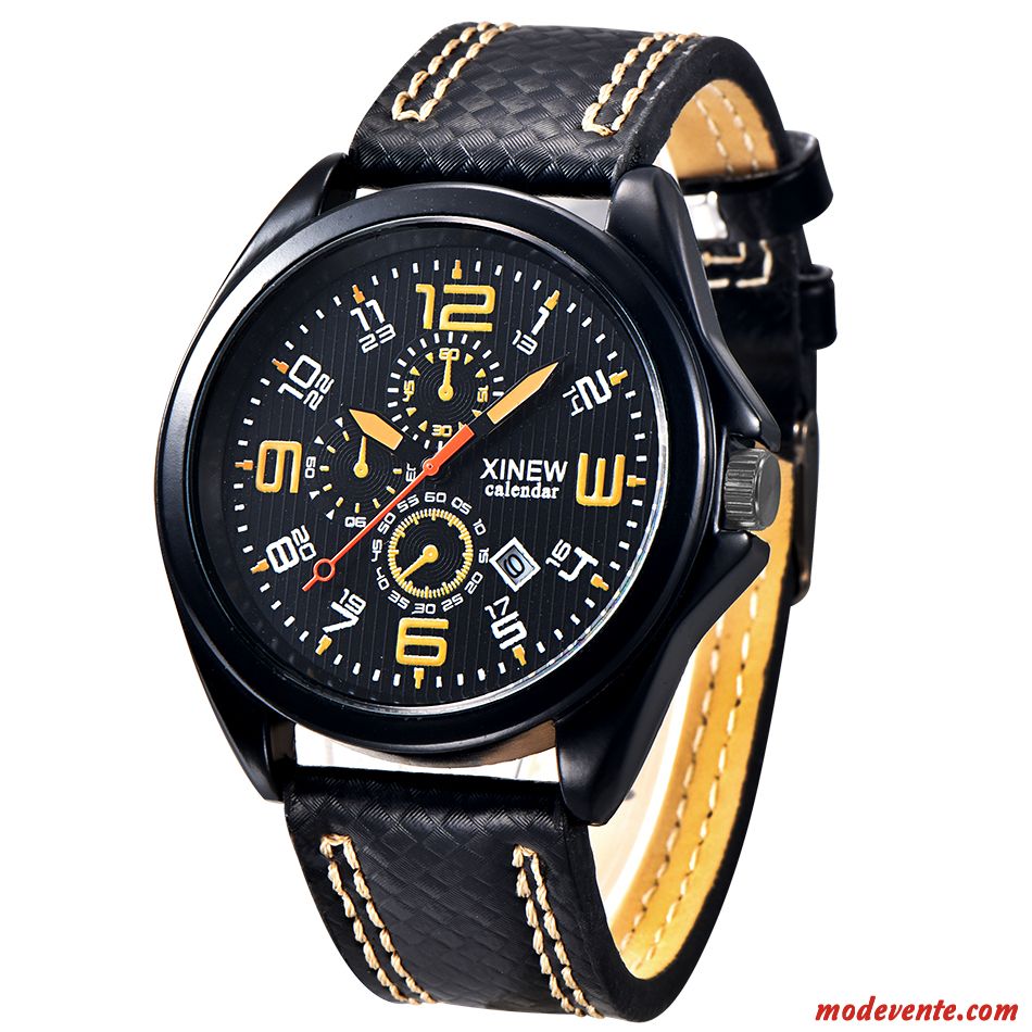 Montre Homme Calendrier Loisir Mode Tendance Montre À Bracelet Étudiant Noir