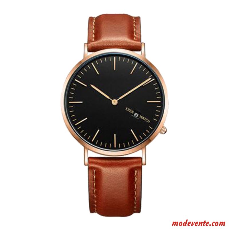 Montre Homme Ceinture Étanche Très Mince Tendance Authentique Simple Blanc Noir Or