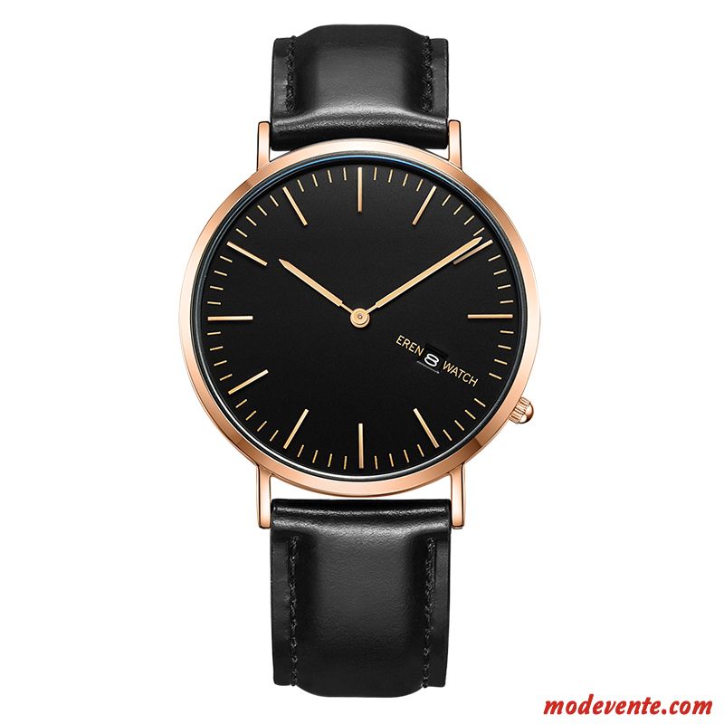 Montre Homme Ceinture Étanche Très Mince Tendance Authentique Simple Blanc Noir Or