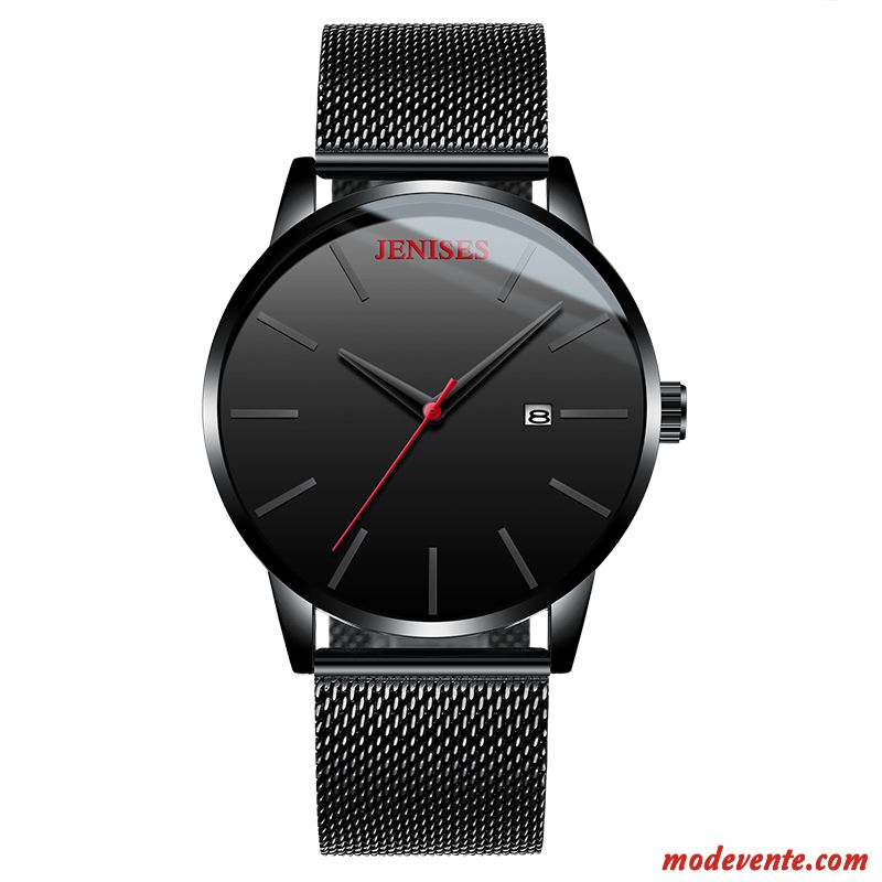 Montre Homme Gros Ceinture Montre À Quartz Loisir Personnalité Tendance Noir Rouge