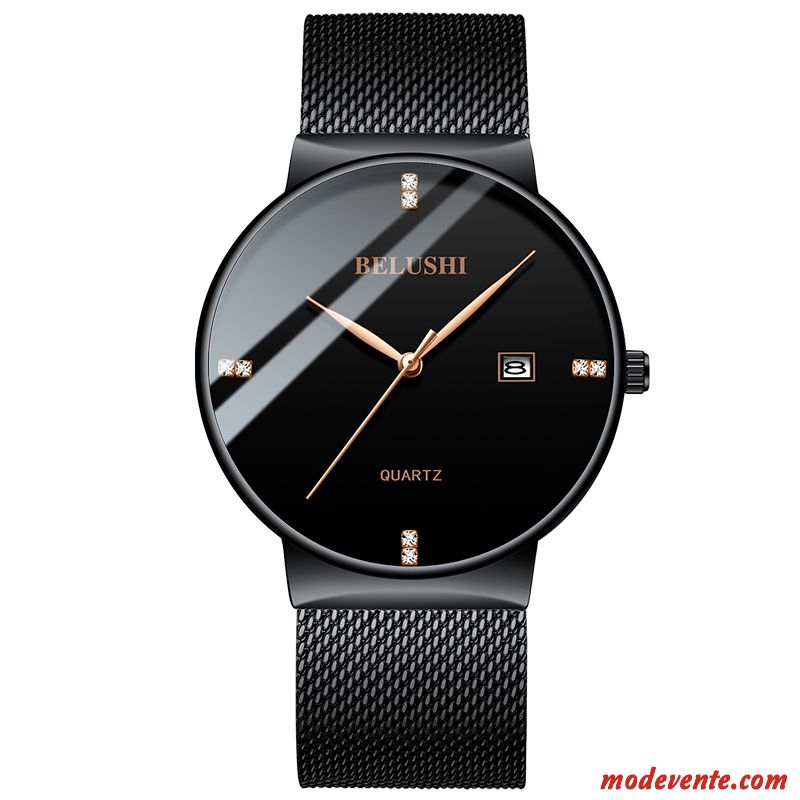 Montre Homme Le Nouveau Étudiant Étanche Tendance Automatique Montre À Bracelet Noir