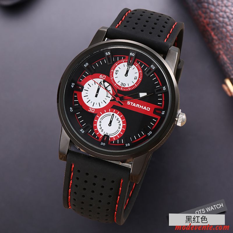 Montre Homme Mode Le Nouveau Gros Étudiant Montre À Bracelet Étanche Rouge Argent