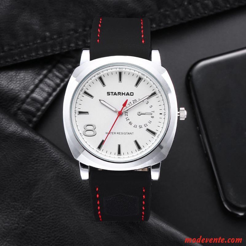 Montre Homme Mode Le Nouveau Gros Étudiant Montre À Bracelet Étanche Rouge Argent