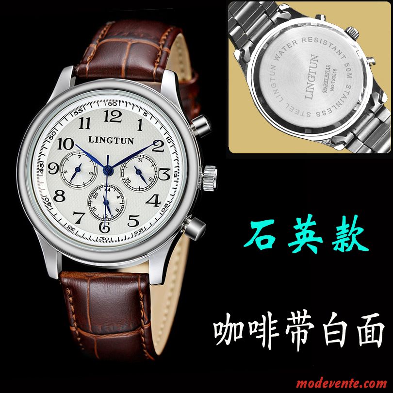 Montre Homme Mode Loisir Montre À Bracelet Multifonctions Noir