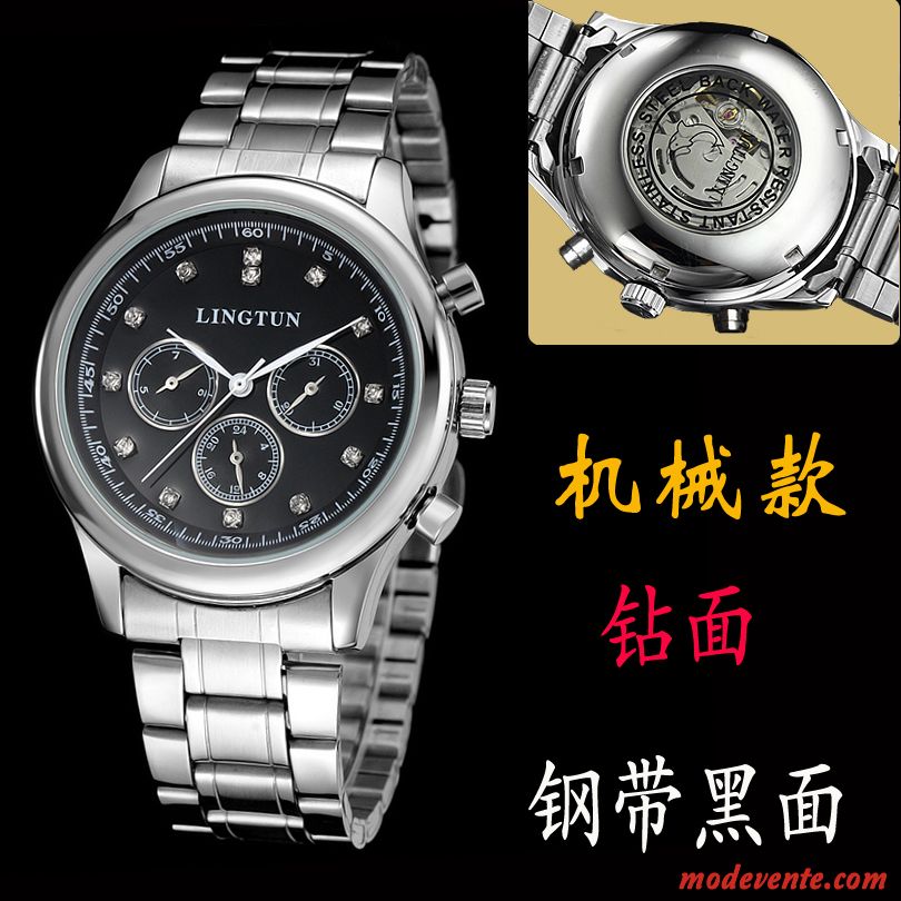 Montre Homme Mode Loisir Montre À Bracelet Multifonctions Noir