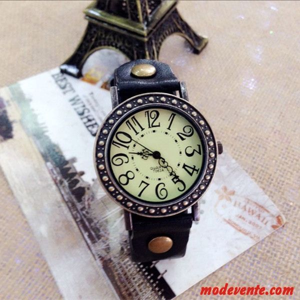 Montre Homme Montre À Bracelet Art Femme Rétro Étudiant Le Nouveau Brun