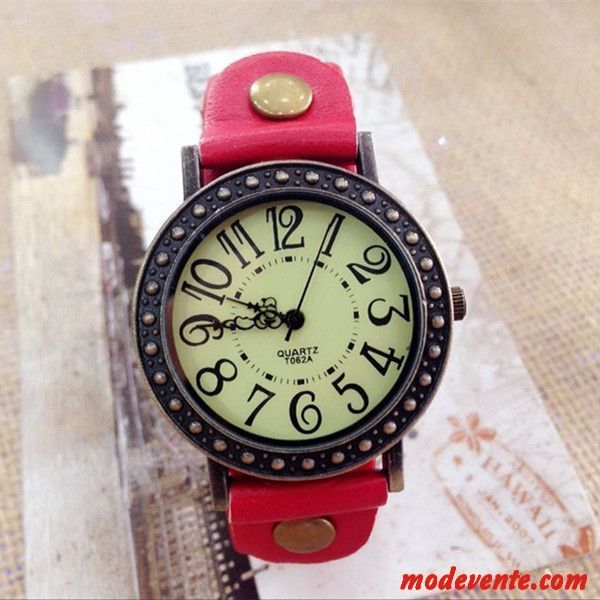 Montre Homme Montre À Bracelet Art Femme Rétro Étudiant Le Nouveau Brun
