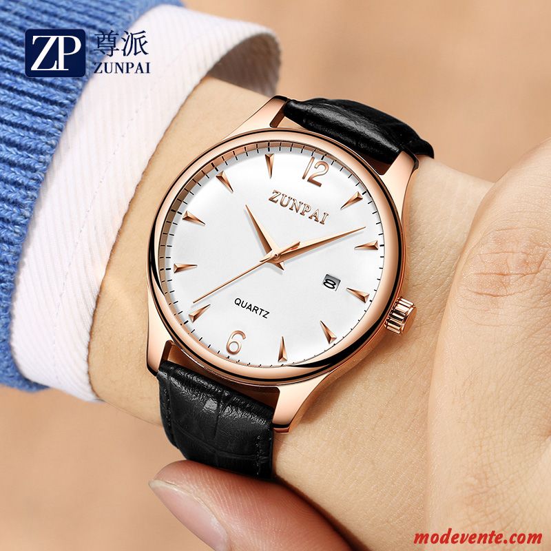 Montre Homme Montre À Bracelet Authentique Étudiant Ceinture Sport Tendance Rose Blanc Marron Or