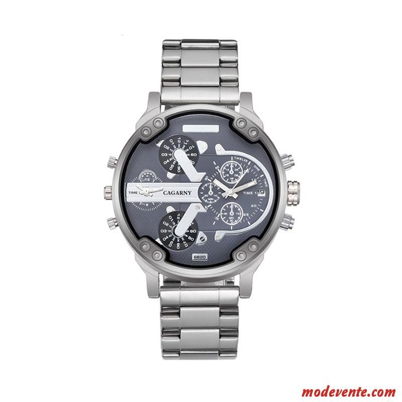 Montre Homme Montre À Bracelet Tendance Loisir Étanche Mode Gros Argent Gris