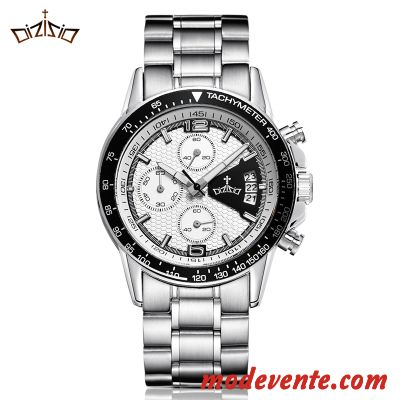 Montre Homme Montre À Bracelet Étanche Montre À Quartz Ceinture Sport Blanc