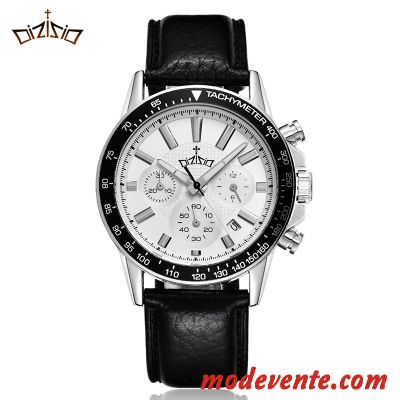 Montre Homme Montre À Bracelet Étanche Montre À Quartz Ceinture Sport Blanc