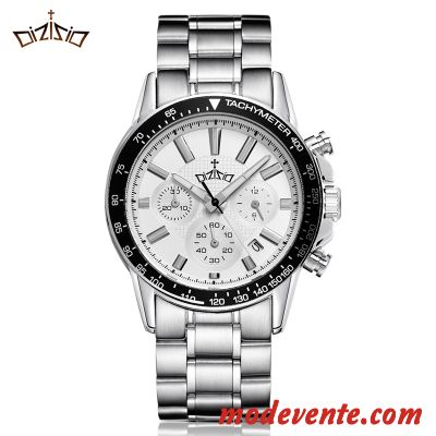 Montre Homme Montre À Bracelet Étanche Montre À Quartz Ceinture Sport Blanc