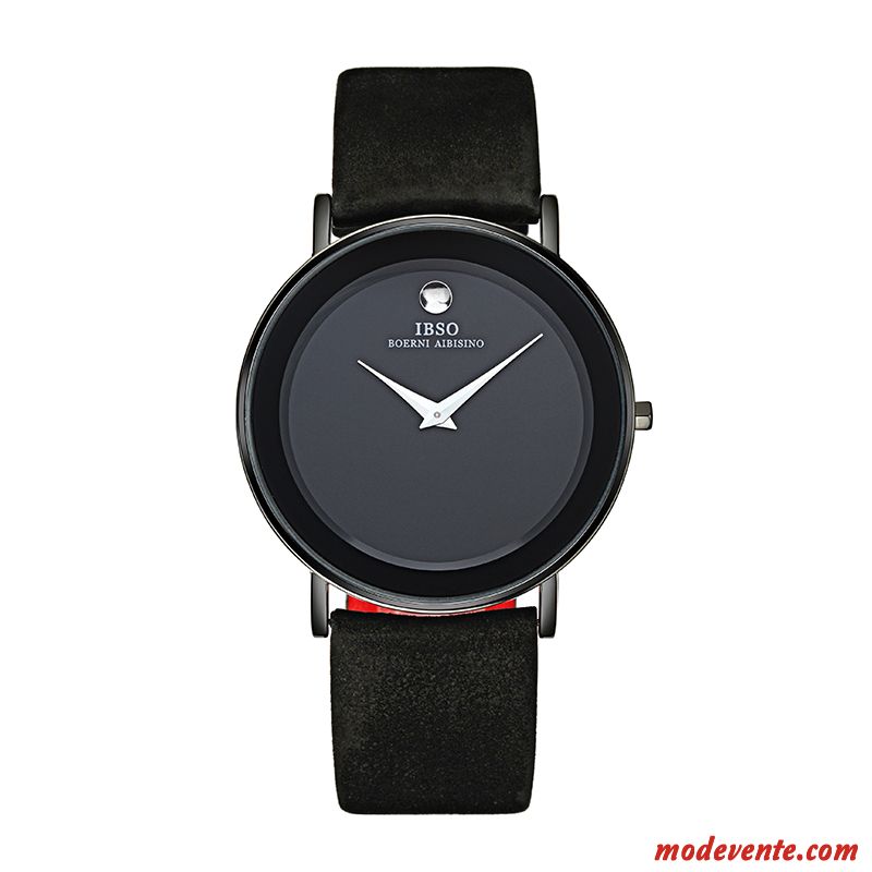 Montre Homme Peau De Mouton Montre À Bracelet Très Mince Cuir Véritable Amoureux Simple