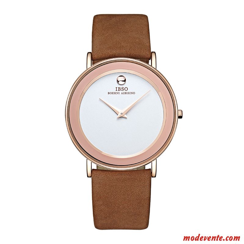 Montre Homme Peau De Mouton Montre À Bracelet Très Mince Cuir Véritable Amoureux Simple