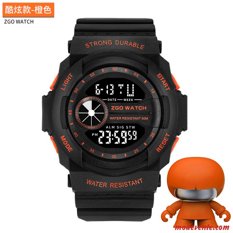 Montre Homme Personnalité Tendance Forces Spéciales Étudiant Mode Lumineux Orange